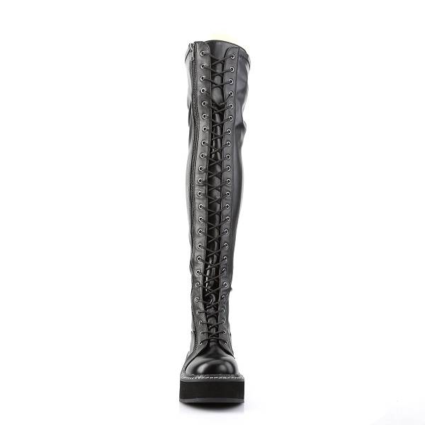 Demonia Women's Emily-375 Thigh High Boots - Black Str Vegan Leather D4796-03US Clearance